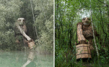 Guy Hide Giants That He Made From Wood In The Wilderness Of The Belgian Forest
